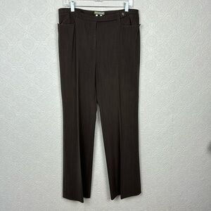 Thalian Trousers Pants Career Wide Leg Straight Leg Brown Taupe 10 Wool Office